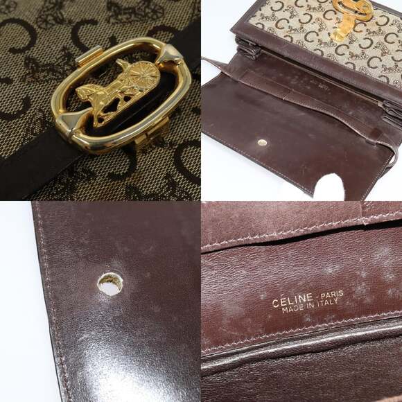 CELINE C Sulky Shoulder Bag Canvas Brown Gold - Picture 11 of 13